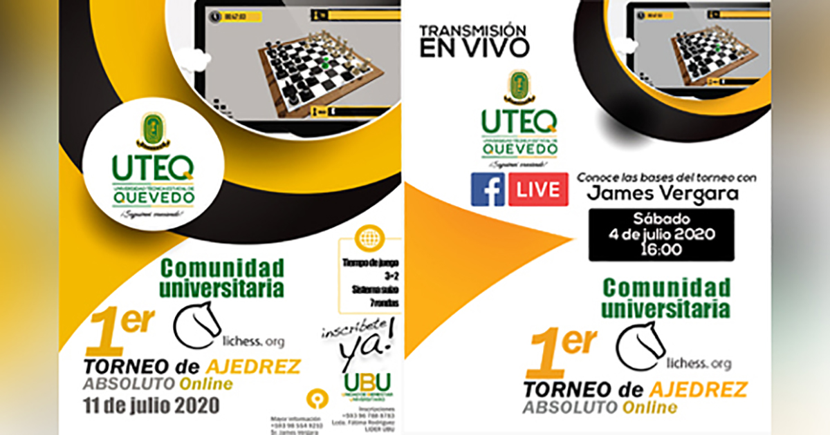 A UTEQ realizará o Primeiro Torneio de Xadrez Absoluto Online